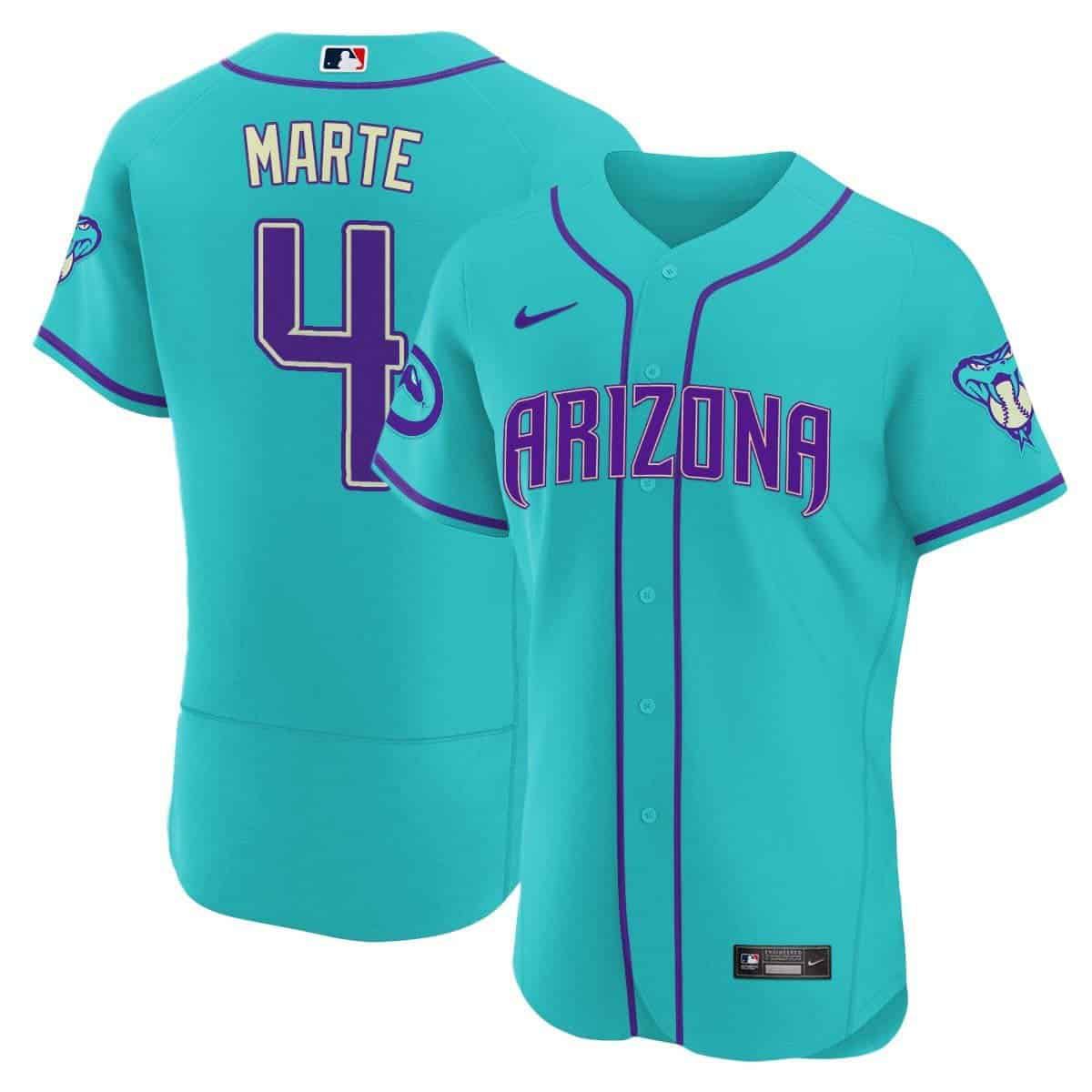 Men Arizona Diamondback #4 Marte Light Blue Nike 2024 Teal Purple MLB Jersey style 1->arizona diamondback->MLB Jersey